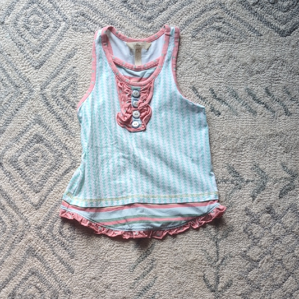 Matilda Jane Pink and White Tank Top with Lace-Up Detail